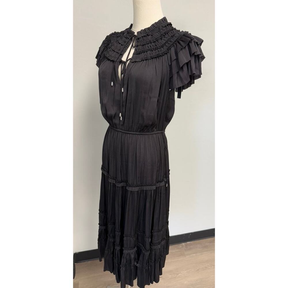 NWT $495 Elie Tahari RUNWAY Black Pleated Ruffle Maxi Dress - Picture 9 of 10